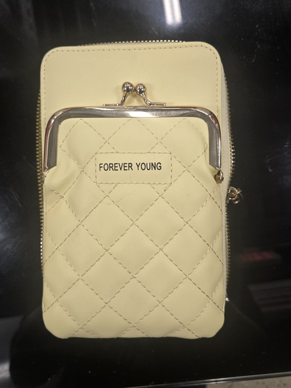 Forever Young Quilted Compact Crossbody Bag in Pale Yellow New**